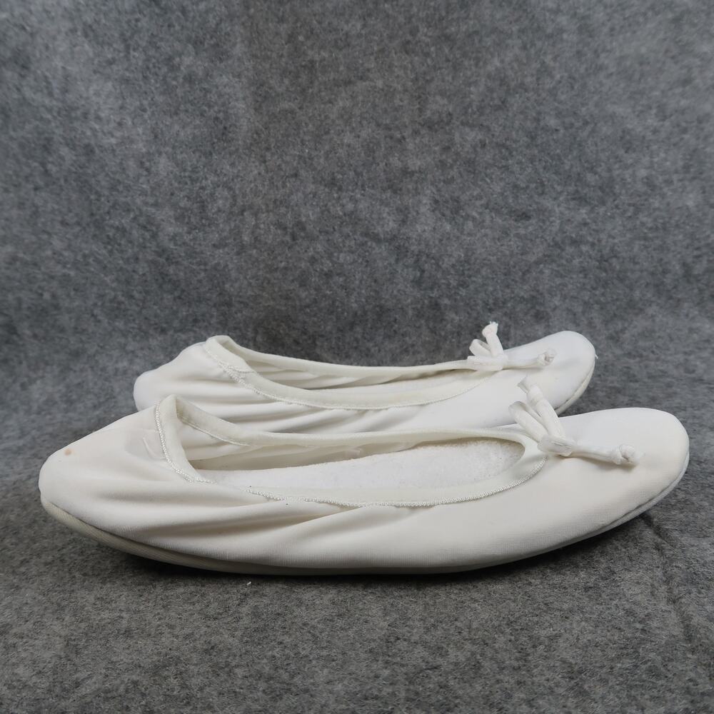 Dear Foams Shoes Womens 7 8 Slipper Ballet Flat Slip On Comfort Casual White